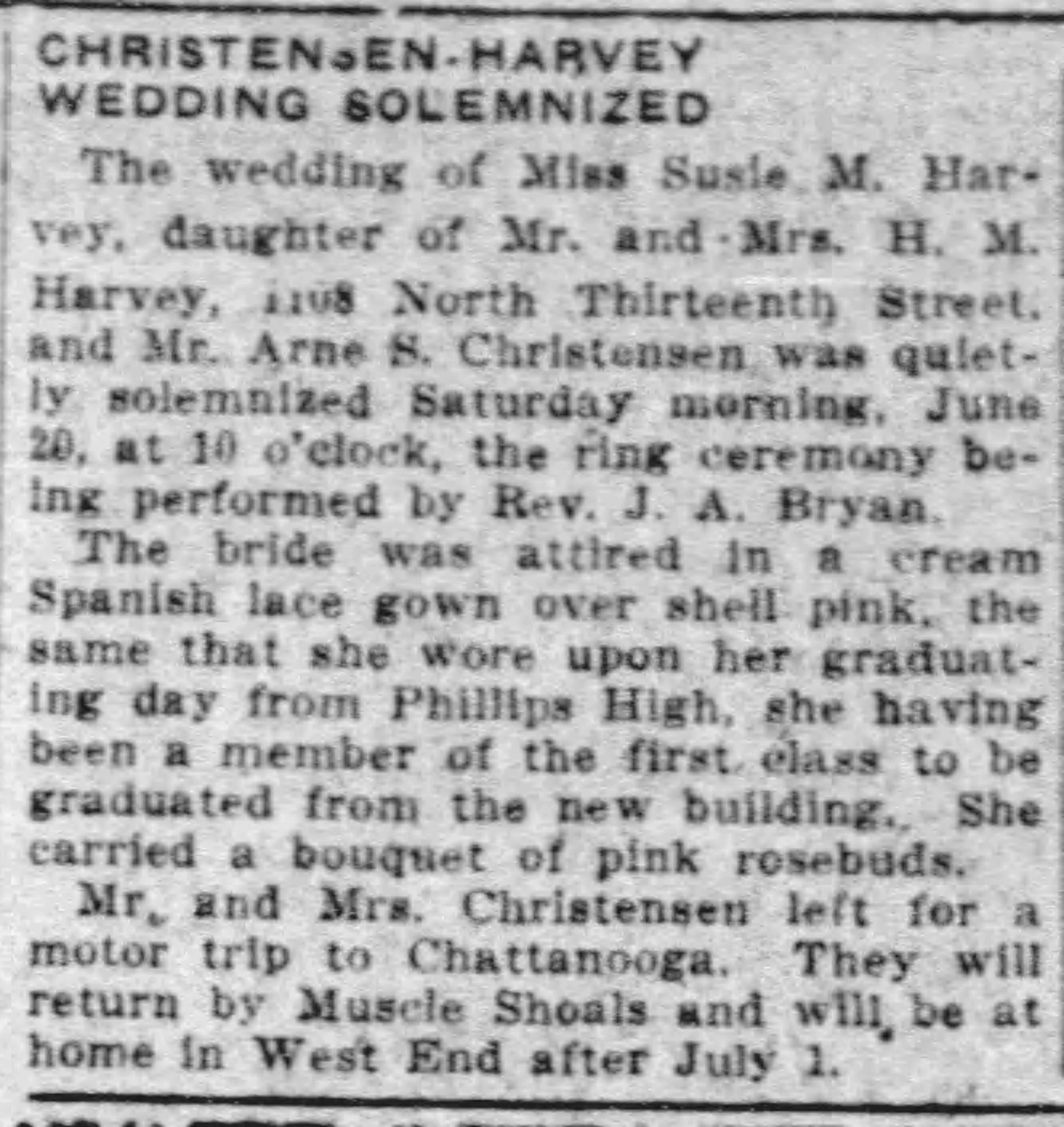 Christiensen-Harvey Wedding Solemnized